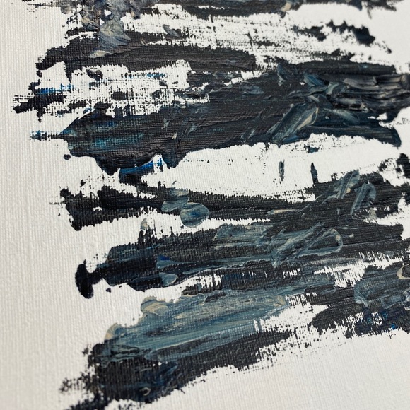 Abstract Acrylic Original Painting On Canvas Paper 9X12 Wall Art Blue Black - Picture 5 of 7